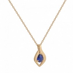 COLLIER 42+3CM PENDENTIF PLAQUE OR 1 MOTIF OZ BLEU