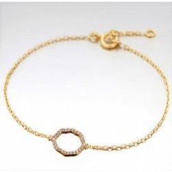 BRACELET 18CM PLAQUE OR NUAGE DE CZ