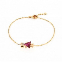 BRACELET 18CM PLAQUE OR FILLETTE CZ ROUGE