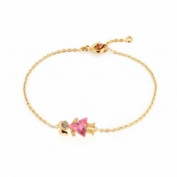 BRACELET 18CM PLAQUE OR FILLETTE CZ ROSE