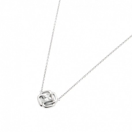 COLLIER 42 CM ARGENT 925 CZ CARRE
