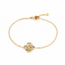 BRACELET 18CM PLAQUE OR 4 CZ