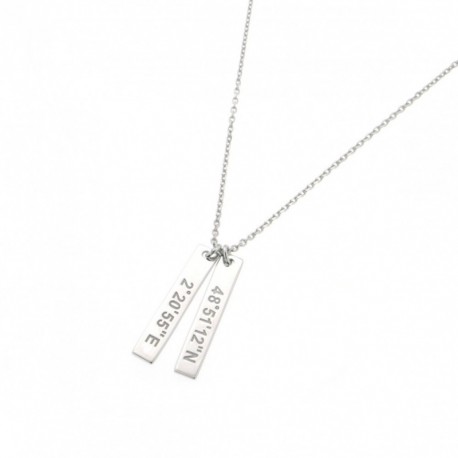 COLLIER 42CM ARGENT 925 2 BARETTES GRAVEES