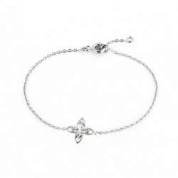 BRACELET 18CM ARGENT 925 FLEUR 1CZ CARRE