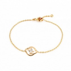 BRACELET 18CM PLAQUE OR FANTAISIE CZ CARRE