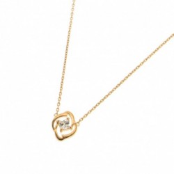 COLLIER 42CM PLAQUE OR FANTAISIE CZ CARRE