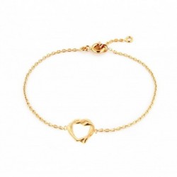 BRACELET 18CM PLAQUE OR COEUR