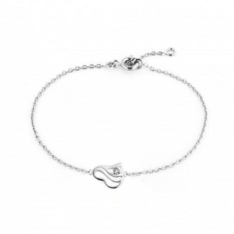BRACELET 18CM ARGENT 925 COEUR 1CZ