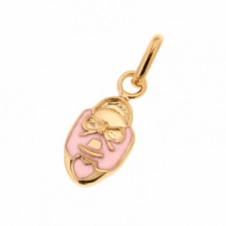 PENDENTIF PLAQUE OR CHAUSSON EMAIL ROSE