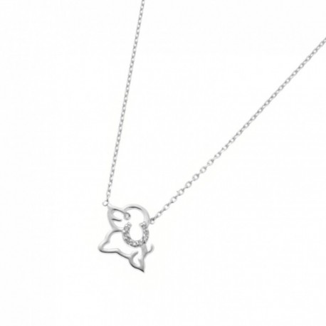 COLLIER 42CM ARGENT 925 CHIEN OXYDE DE ZIRCONIUM