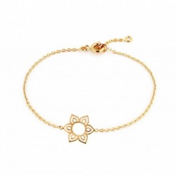 BRACELET 18CM PLAQUE OR FLEUR DECOUPE