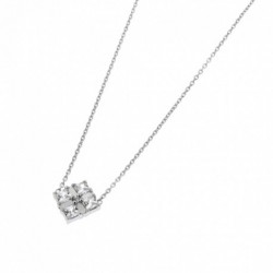 COLLIER 42CM ARGENT 925 CROIX 4OZ CARRES