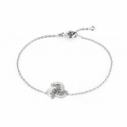 Bracelet 18cm Argent Fleurs Orn