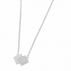 COLLIER 42CM ARGT DOUBLE CARRE