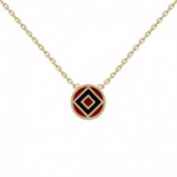 COLLIER 42CM PL OR MEDAILLE ROUGE ET NOIR