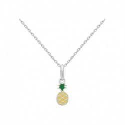 COLLIER 38CM AGT ANANAS EMAIL VERT/JAUNE