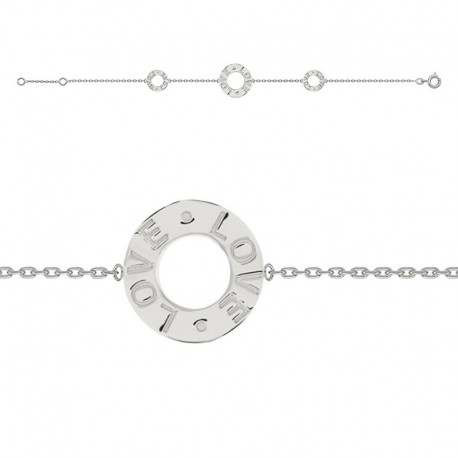 BRACELET 18CM ARGT CERCLE LOVE