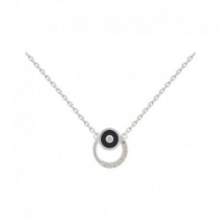 COLLIER 42CM ARGT ROND EMAILLE NOIR FANTAISIE DE OZ