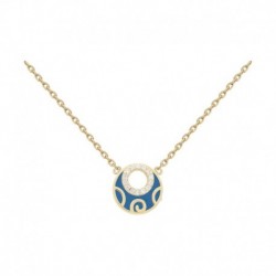 COLLIER 42CM POR FANTAISIE EMAILLE BLEU ET OZ