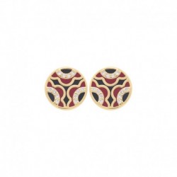 BO PUCE POR MEDAILLE EMAIL ROUGE NOIR OZ