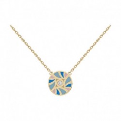 COLLIER 42CM POR MEDAILLE FANTAISIE DE COULEURS OZ