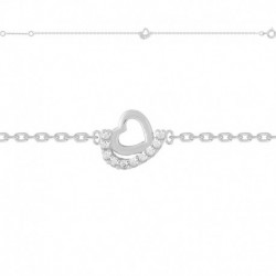 BRACELET 18CM ARGT DEMI-COEUR DE OZ ET COEUR