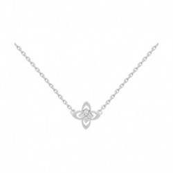 COLLIER 42CM ARGT FLEUR SERTI DE OZ