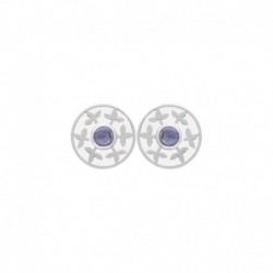 BO PUCE MEDAILLE ARGT EMAIL BLANC ET IOLITE VIOLETTE