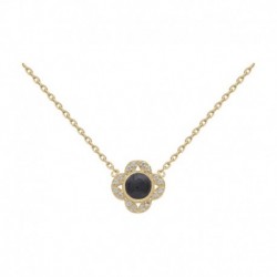 COLLIER 42CM POR FLEUR OZ ET DIOPSIDE BLACK