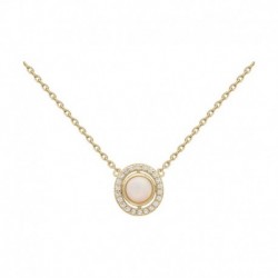 COLLIER 42CM POR ROND OZ ET OPALE BLEUE