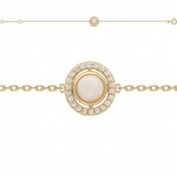 BRACELET 18CM POR ROND OZ ET OPALE BLEUE