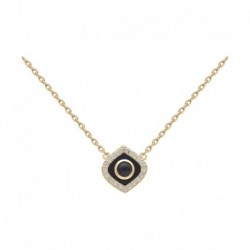 COLLIER 42CM POR OZ EMAIL ET CABOCHON DIOPSIDE NOIR