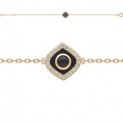 BRACELET 18CM POR OZ EMAIL ET CABOCHON DIOPSIDE NOIR