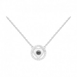 COLLIER 42CM AGT COEUR OZ EMAIL CABOCHON
