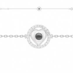 BRACELET 18CM AGT COEUR OZ EMAIL CABOCHON