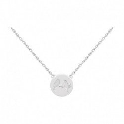 COLLIER 42CM ARGT MEDAILLE POR DUO D OISEAUX