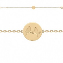 BRACELET 18CM MEDAILLE POR DUO D OISEAUX