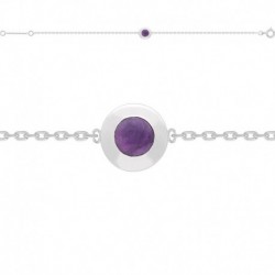 BRACELET 18CM ARGT FANTAISIE CABOCHON AMETHYST