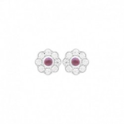 BO PUCE ARGT FLEUR OZ BLANC CABOCHON AMETHYST