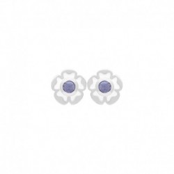 BO PUCE ARGT FLEUR EMAIL BLANC ET IOLITE VIOLETTE
