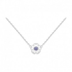 COLLIER 42 CM ARGT FLEUR EMAIL BLANC ET IOLITE VIOLETTE