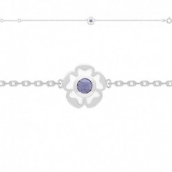BRACELET 18 CM ARGT FLEUR EMAIL BLANC ET IOLITE VIOLETTE