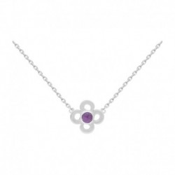 COLLIER 42 CM ARGT AMETHYSTE