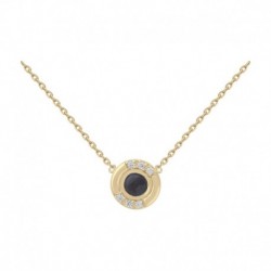 COLLIER 42CM POR FANTAISIE CABOCHON DIOPSIDE NOIR