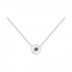 COLLIER 42 CM ARGT OZ ET QUARTZ FUME