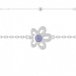 BRACELET 18 CM AGT CABOCHON IOLITE FLEUR