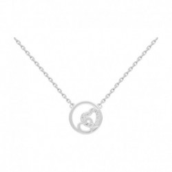 COLLIER 42CM ARGT CERCLE 2COEURS