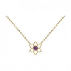 COLLIER 42 CM POR FLEUR CABOCHON AMETHYSTE