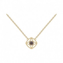COLLIER 42 CM POR QUARTZ FUME