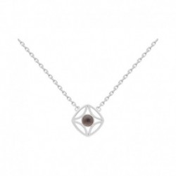 COLLIER 42 CM QUARTZ FUME
